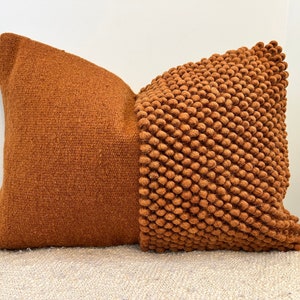 AUTUMN Rust Orange Burnt Orange Brown Orange Handwoven Loop 14x20 Lumber Pillow Cover image 5