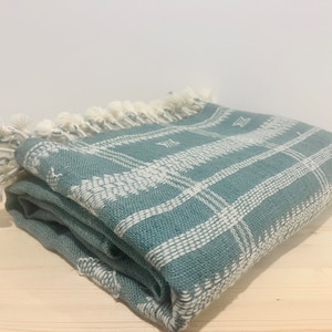 ANITA || Teal Green Indian Wool Throw Green Throw Blanket