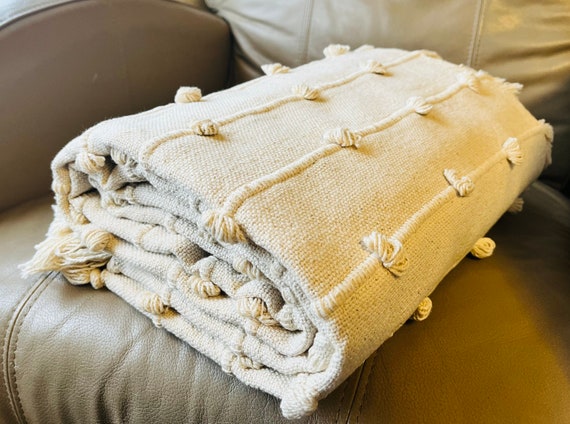 GRACE Ivory off White Neutral Loops Hand Loom Chunky Woven Sofa Throw Blankets Decorative Throws Chunky Loops Throw Etsy