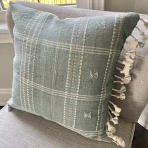 TAJ || Teal Green Pillow Cover Vintage Boho Modern Farmhouse Indian Wool Decorative Throw Pillow Cover 20x20 Inch