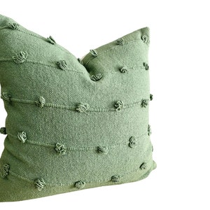 KENDALL || Sage Green Pillow Hand Loom Woven Chunky Loops Cotton Textured Boho Throw Pillow Cover Green Pillow Saje Green Pillow 20x20 Inch