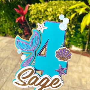 Personalized Number Mermaid Cake Topper