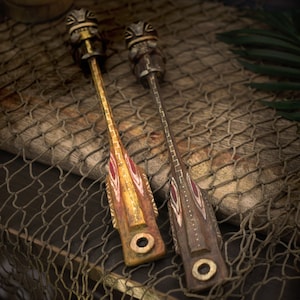 Tiki Swizzle Sticks, Moai and the Cannibal Handmade and painted Paddle, inspired by the Enchanted Tiki Room