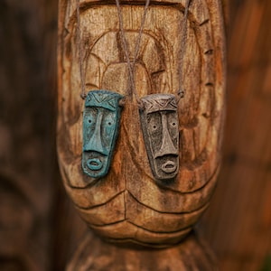 Enchanted Moai Tiki Pendant Necklace Handmade by Tiki Swizzle Sticks, Enchanted Tiki Room