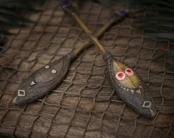 Bastoncino da cocktail Tiki Paddle fatto a mano, ispirato alla maschera PNG