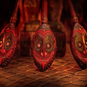 Tiki Swizzle Sticks, OA PNG Mask, Handmade and Painted Paddle, Inspired by OA and Trader Sams