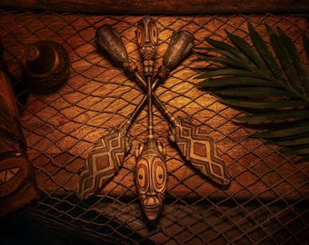 Bastoncino da cocktail Tiki del fiume Sepik fatto a mano, pagaia in resina