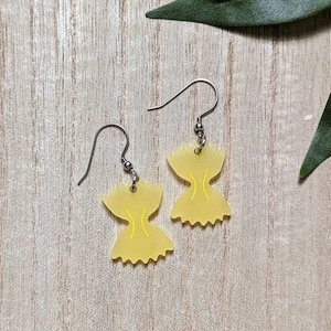 Endless Pastabilities, Farfalle Pasta Earrings: Acrylic Bowtie Food Earrings, Clip-ons, or Tunnels