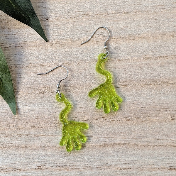 Sticky Fingers, Sticky Hand Toy Earrings, Nostalgic Toy Accessories, Kidcore Earrings, Dangle Gauges, Clip ons