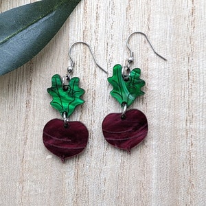 Just Beet It, Beet Earrings, Mini Food Dangles, Simply Radishing, Radish Earrings, Vegetable Earrings, Dangle Gauges, Clip On Earrings