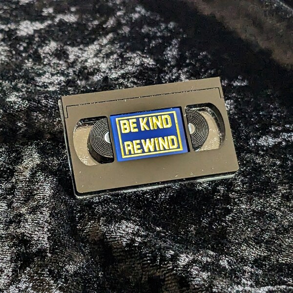 Be Kind Rewind, VHS Pin, Video Tape Pin, Acrylic Brooch, Novelty Pin, Nostalgic Gift, Old School Pin, Battle Jacket Pins