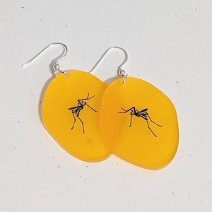 Jurassic DNA Mosquito Earrings: Acrylic Amber Fossil Earrings, Clip-ons, or Tunnels