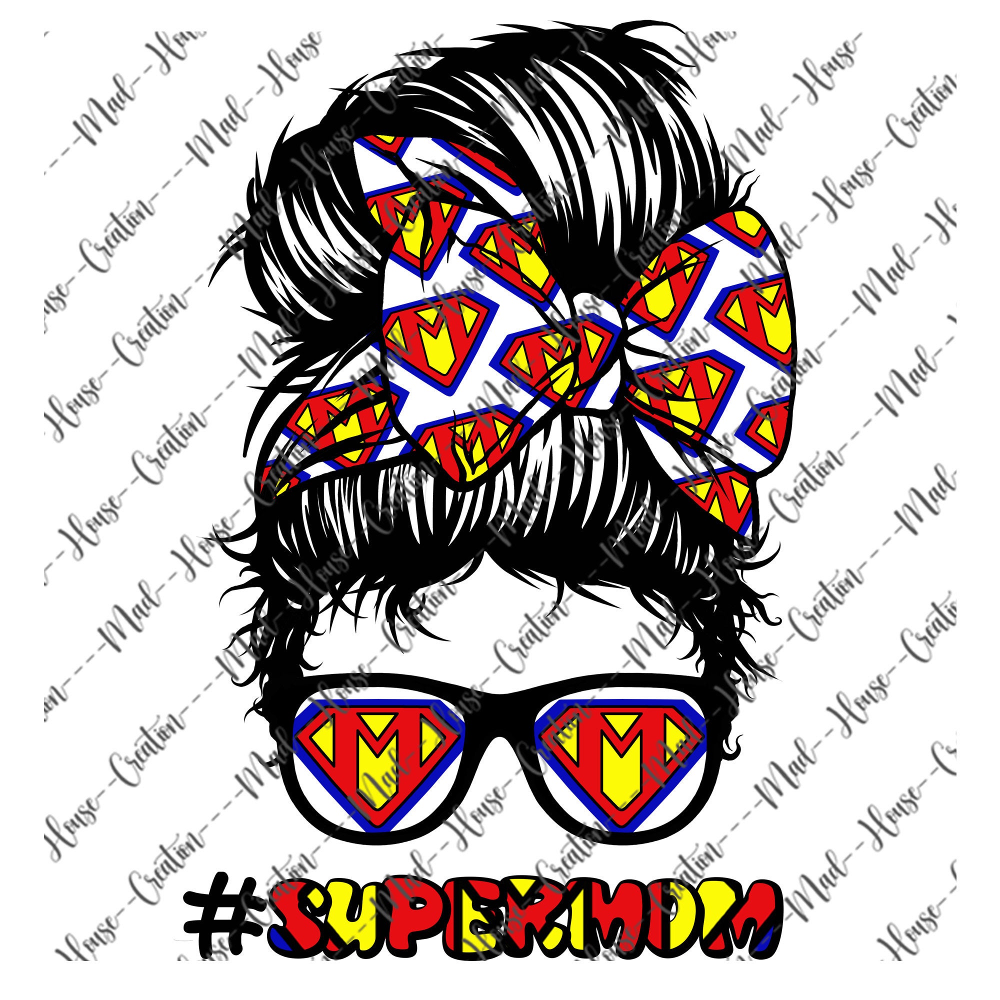 Super Mom Messy Bun, Super Woman, Mom Life, Sublimation, Bandana, Women ...
