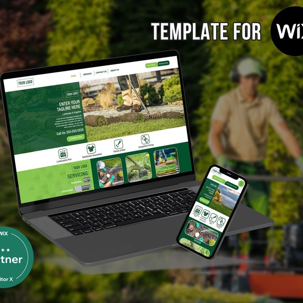 Service Business Wix Website Template - 4 Pages // Lawn Care, Outdoor Services, Construction, Landscaping, Contracting - Easy Setup