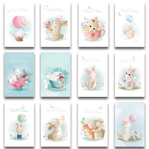 12x pastell Osterkarten Set "Pastellzauber" mit 12x Umschlägen aufklappbar Frohe Ostern Grußkarten in A6 Klappkarten