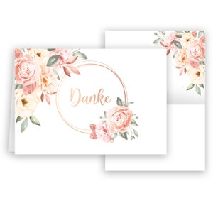 10 Dankeskarten Rosen mit Umschlägen Set "Rosengarten Blüten" Aquarell mit Umschlägen