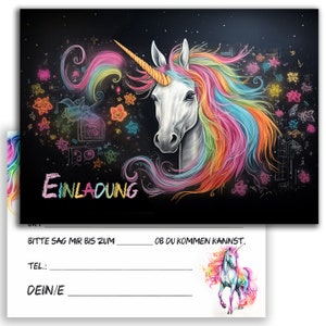 10 Einladungskarten Einhorn Kindergeburtstag Geburtstag Rosa