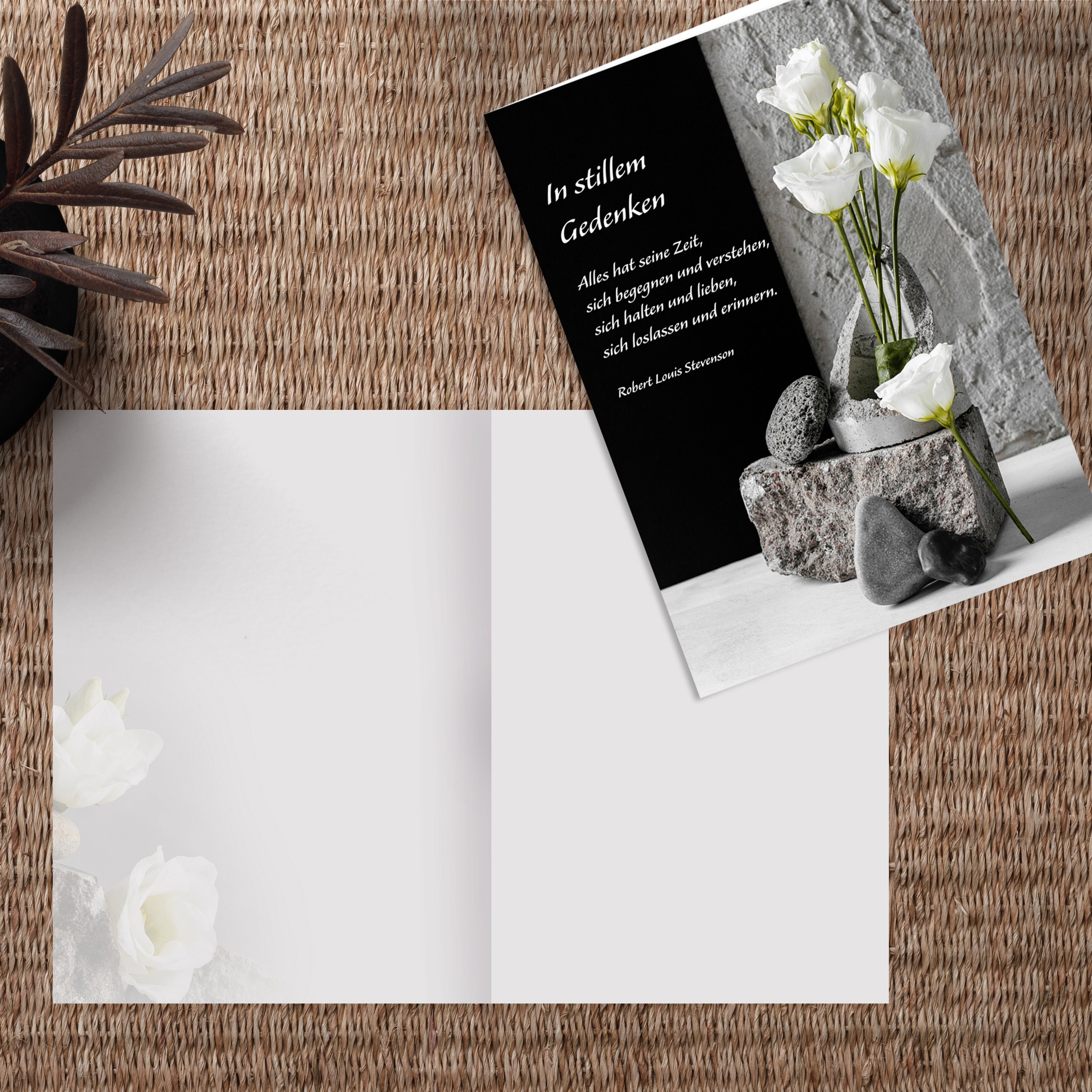 12 Beileidskarten Mit Umschlägen – Elegante Kondolenzkarten Mit Blumenmotiven