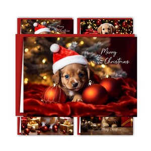 12 Weihnachtskarten Set Klappkarten mit 12 Umschlägen Tiere unter dem Weihnachtbaum