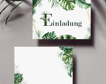 10 Einladungskarten Tropische Blätter Einladung Geburtstag