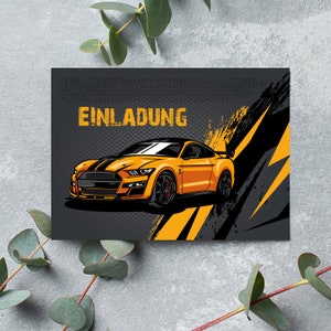 10 Kinder Einladungskarten Auto Rennwagen
