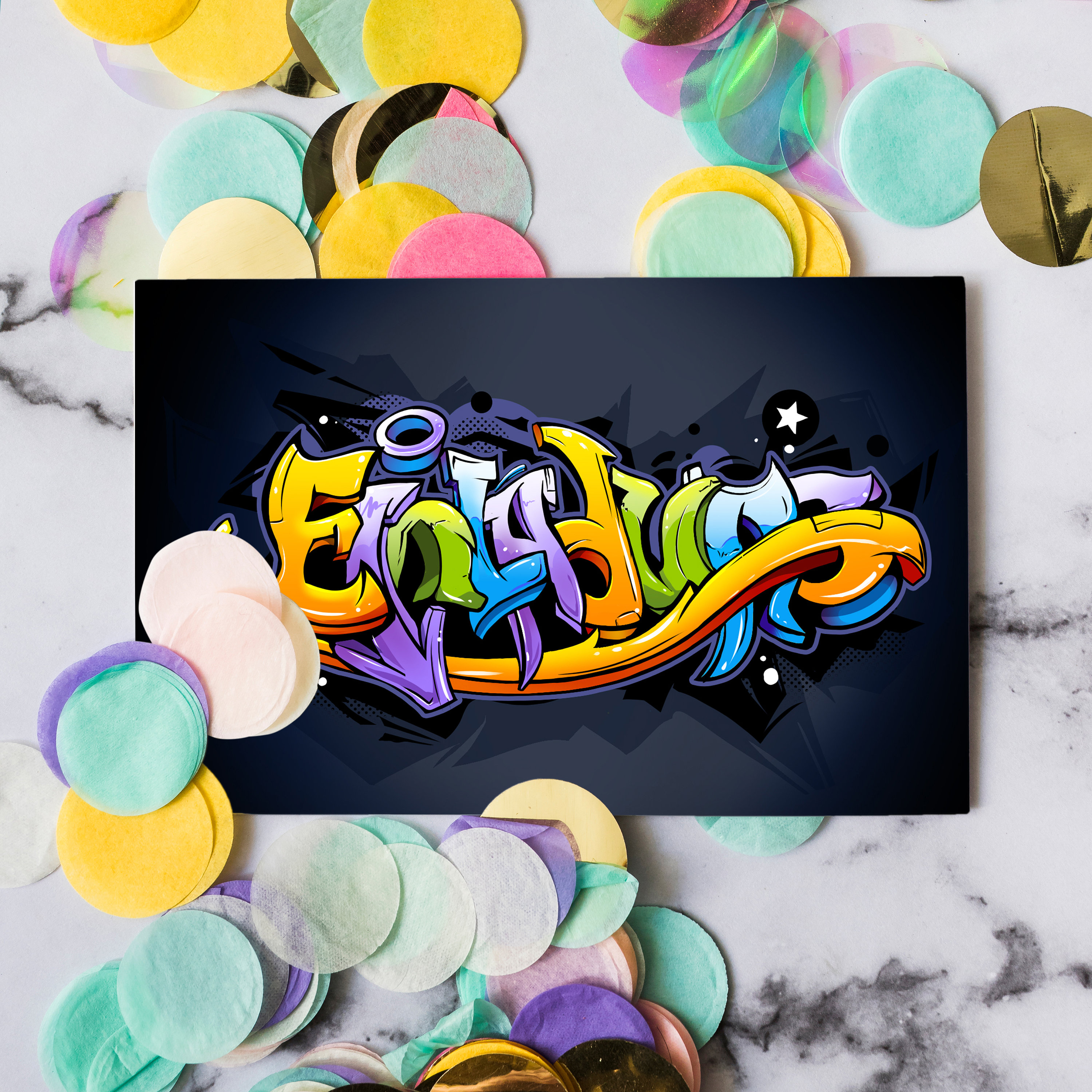 VULAVA Lot De 12 Cartes D'invitation Pour Les Fêtes Et Anniversaires D'enfants - Les Cartes Au Design Graffiti Multicolore Sont L'invitation Parfaite