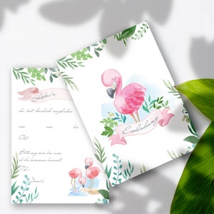 10 Einladungskarten Flamingo Rosa Kindergeburtstag