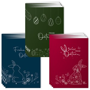 12x Osterkarten neutral 3-er Set "One Line Art" mit Umschlägen Ostern Klappkarten aufklappbar Frohe Ostern Grußkarten in A6 Klappkarten