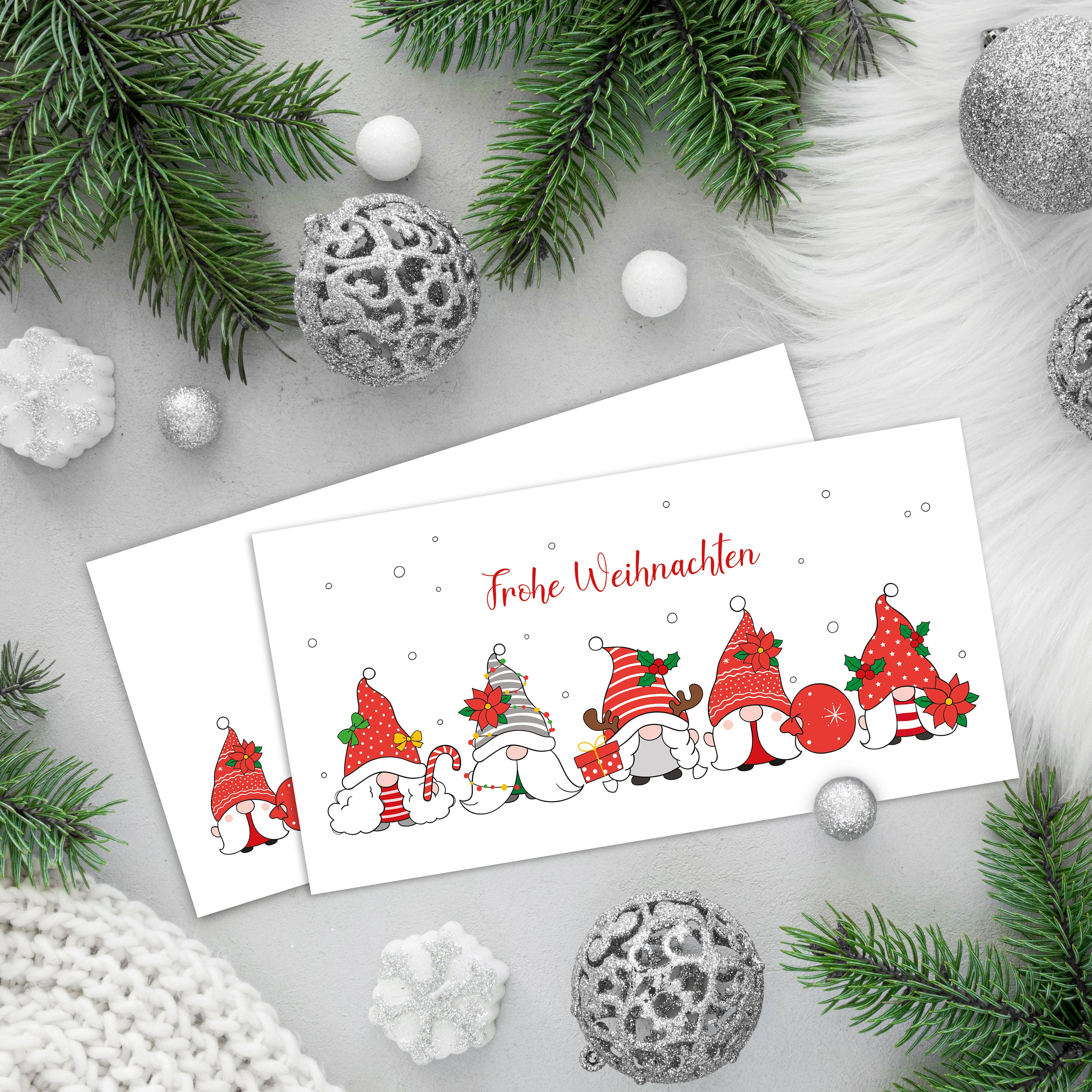 Lang Weihnachtskarten Mit Zwergen-Design – Set Mit 18 Karten Und Umschlägen Für Festliche Grüße