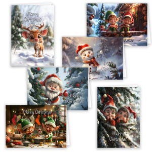 12 Weihnachtskarten lustiges Set "Weihnachtschaos mit Charme" Klappkarten mit roten Umschlägen - Weihnachten