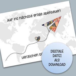 Geldgeschenk Bild Sofort Download PDF Geburtstagsgeschenk Last Minute Geschenk Geburtstag Hochzeit Papierflieger Weiß Grau Wunscherfüller