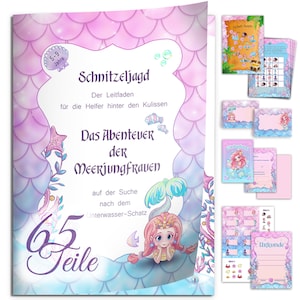 Schnitzeljagd Kinder Set "Unterwasserträume" Meerjungfrau Kindergeburtstag Einladungskarten