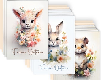 Easter cards with envelope Gentle Easter greetings set of 12 foldable