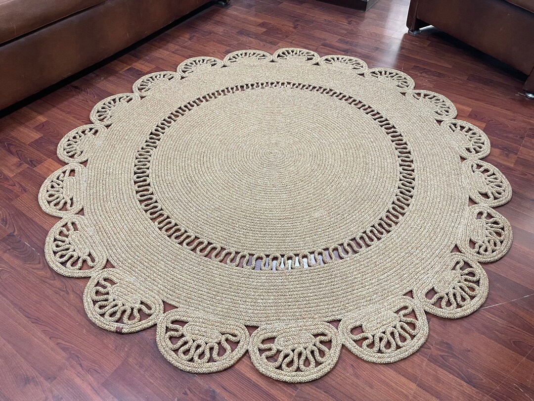 Natural Round Jute Rug, Eco Friendly Home Decor, Boho Round Straw Rug