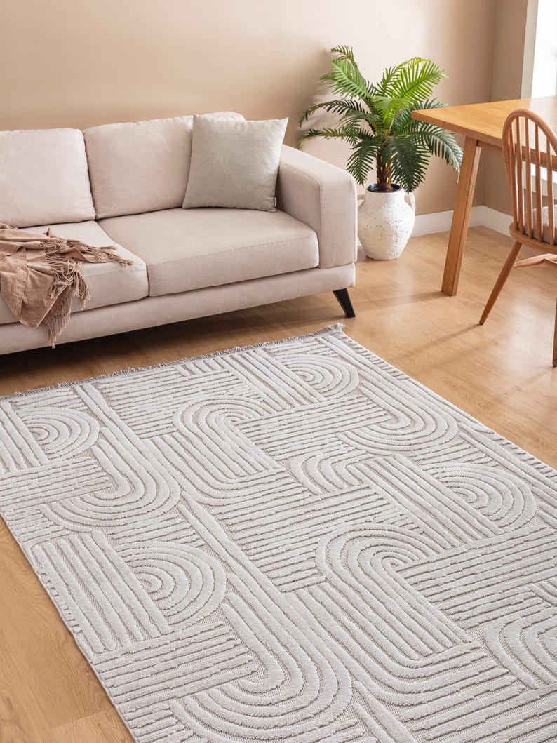 Soft Gray Boho Area Rug, Nordic Non-Slip Rug image 1