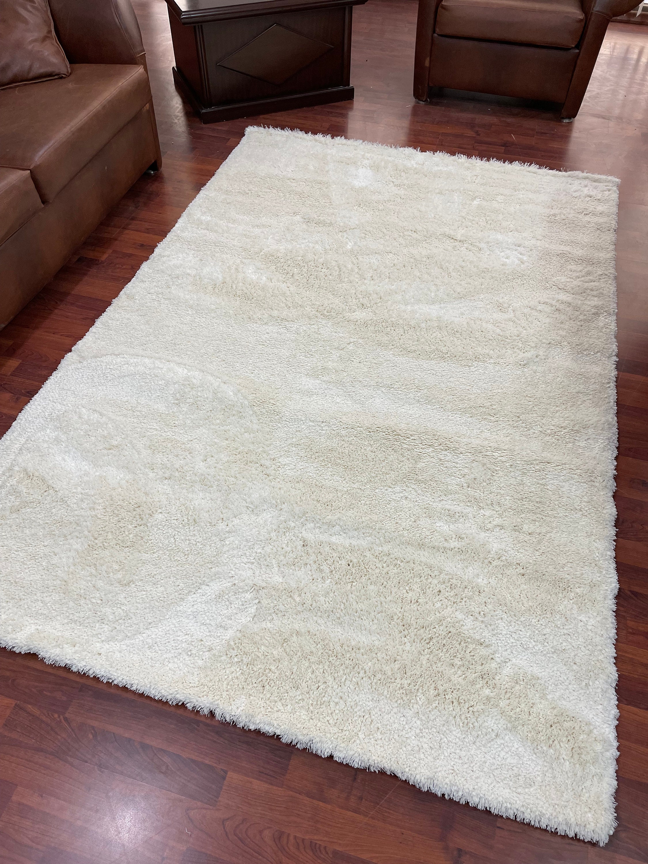 White Shaggy Rug, Plain Fluffy Carpet (5'x7'5) - Etsy, image size:2250x3000