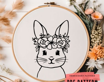 Bunny Embroidery Pattern, Bunny Embroidery Pattern PDF, Easter Embroidery Pattern, Bunny Embroidery Instant Download, Bunny Embroidery