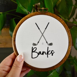Embroidered Birth Announcement Hoop, Golf Baby Name Sign, Nursery Decor, Newborn Name Reveal, Golf Nursery, New to the Club, Baby Golf, Sign