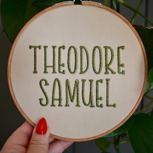 Embroidered Baby Name Hoop, Nursery Decor, Birth Announcement, Personalized Baby Gift, Birth Announcement Sign, Baby Name Announcement