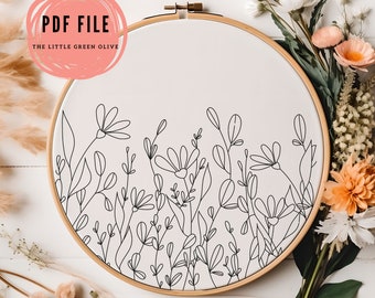 Wildflower Embroidery Pattern, Flower Embroidery Pattern, Hand Embroidery Pattern, Flower Pattern, Hand Embroidery