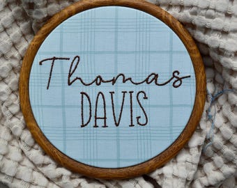 Créoles brodés pour bébé, décoration de chambre d'enfant, faire-part de naissance, cadeau personnalisé pour bébé, faire-part de naissance, faire-part de bébé