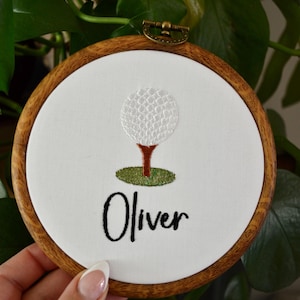 Embroidered Birth Announcement Hoop, Golf Baby Name Sign, Nursery Decor, Newborn Name Reveal, Golf Nursery, New to the Club, Baby Golf, Sign