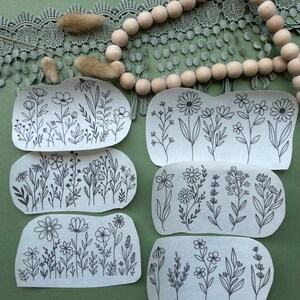 Wildflower Hand Embroidery Pattern, Stick and Stitch Transfer, Peel and ...