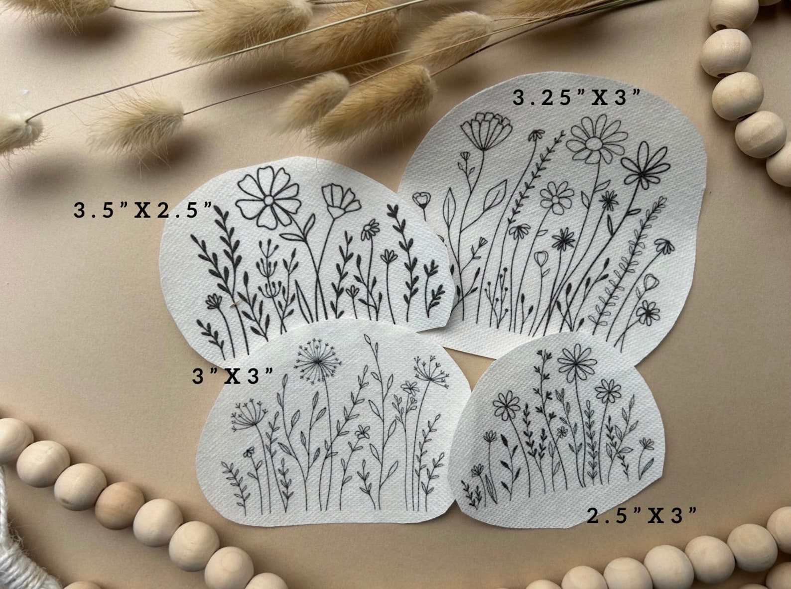 Wildflower Hand Embroidery Pattern, Stick and Stitch Transfer, Peel and ...