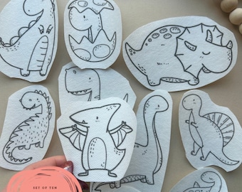Dinosaur Embroidery Pattern, Dinosaur Stick and Stitch Transfer, Peel and Stick Embroidery Paper, Embroidery for Clothes, Stick and Stitch