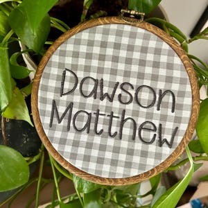 Embroidered Baby Name Hoop, Nursery Decor, Birth Announcement, Personalized Baby Gift, Birth Announcement Sign, Baby Name Announcement