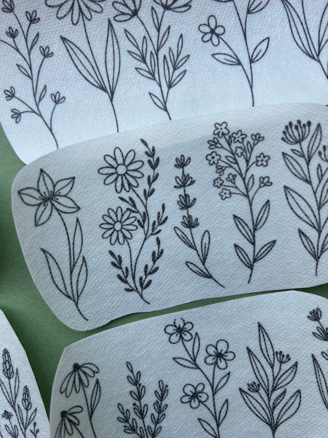 Wildflower Hand Embroidery Pattern, Stick and Stitch Transfer, Peel and ...