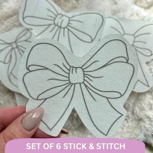 Bow Hand Embroidery Pattern, Stick and Stitch Transfer, Peel and Stick Embroidery Paper, Coquette Bow Stick and Stitch, Stick and Stitch