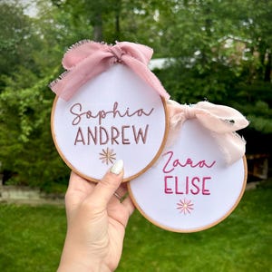 Embroidered Name Hoop, Personalized Embroidery Hoop, Baby Name Announcement, Nursery Decor, Birth Announcement Sign, Baby Announcement