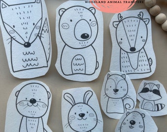 Woodland Animal Embroidery Pattern, Woodland Animal Stick and Stitch Transfer, Peel and Stick Embroidery Paper, Stick and Stitch, Embroidery